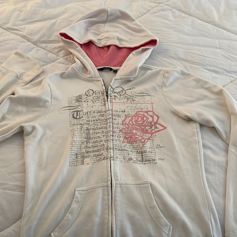 Vintage Hurley sweatshirt white with pink detail